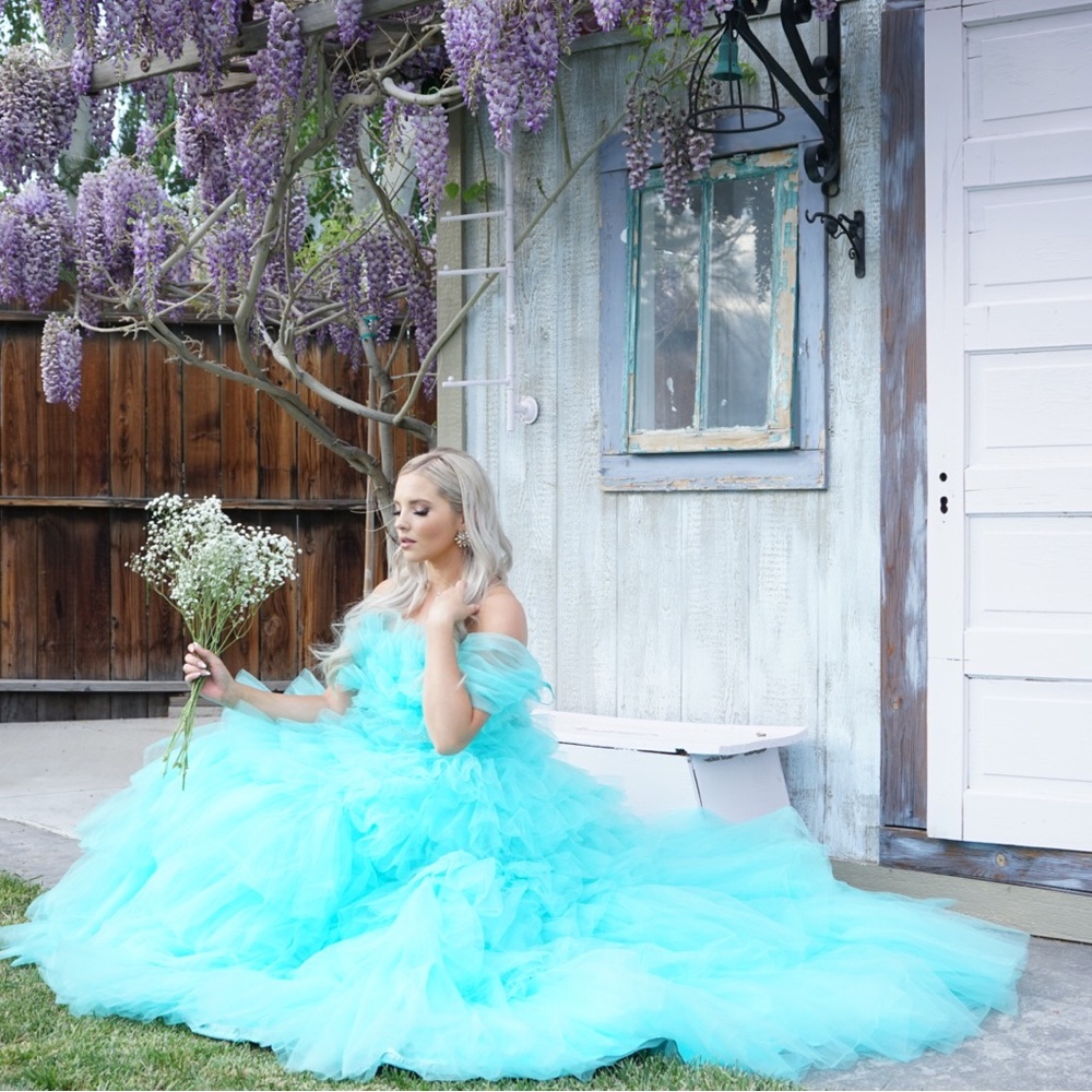 Chic Turquoise Ruffled Maxi Dress - Picture 5 of 5